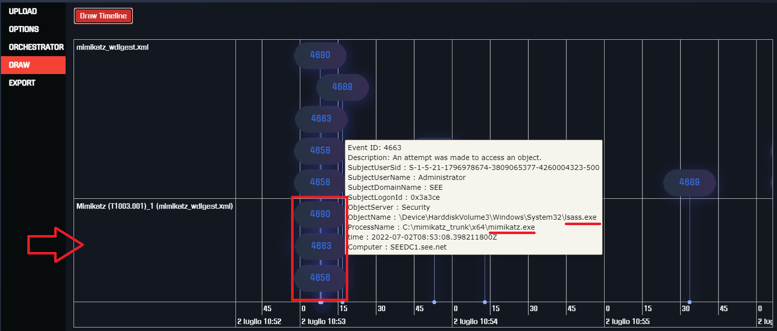 Security Events Explorer's Mimikatz detection