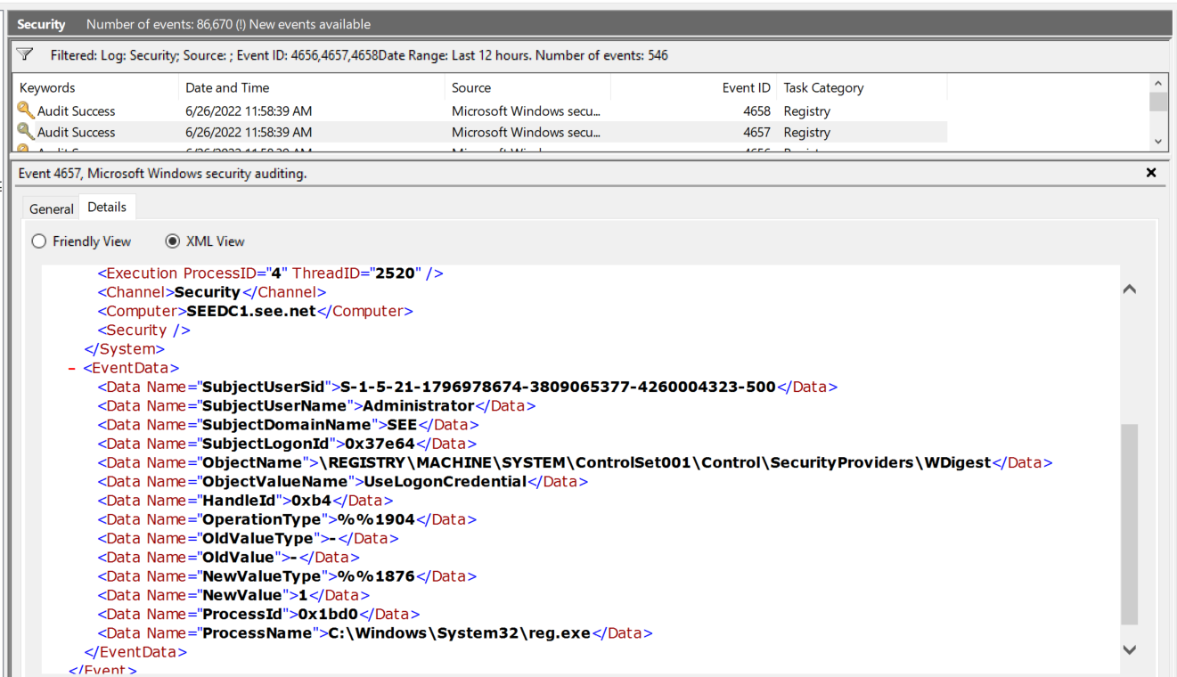 WDigest Registry Key modification detection