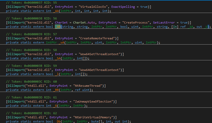 DnsSpy - Process Hollowing functions