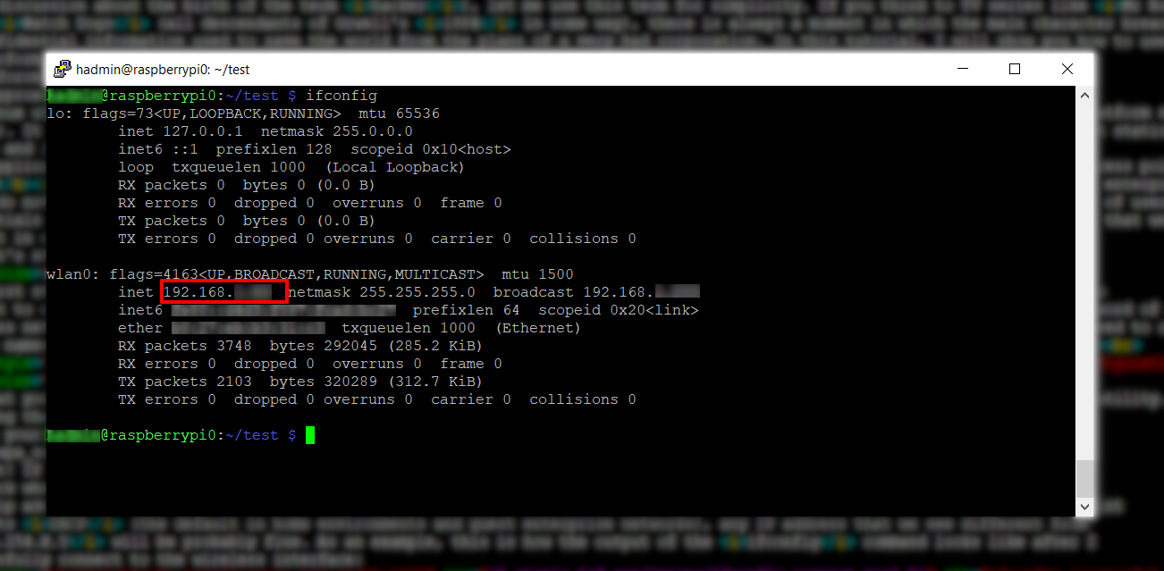 ifconfig successful ip assignment